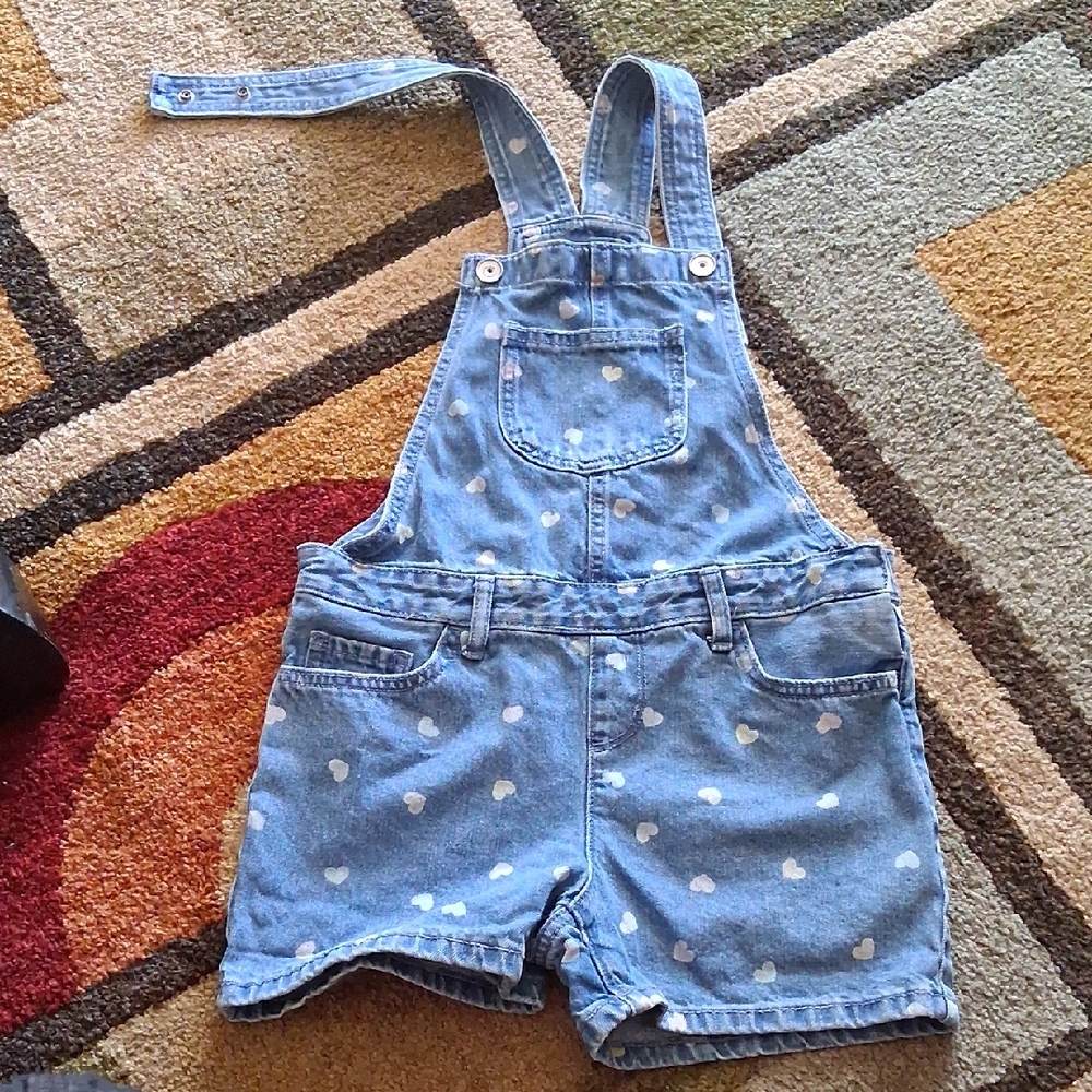 The Children's Place Blue Overalls with White Hearts